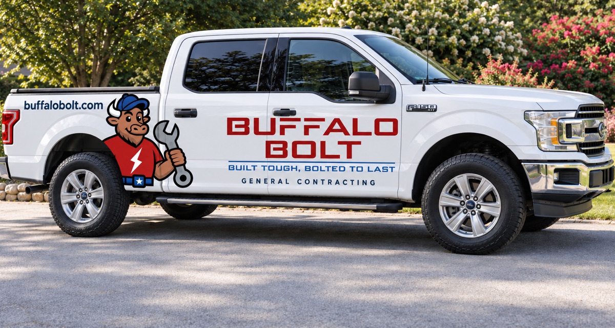The Buffalo Bolt work truck, lettered with the company name